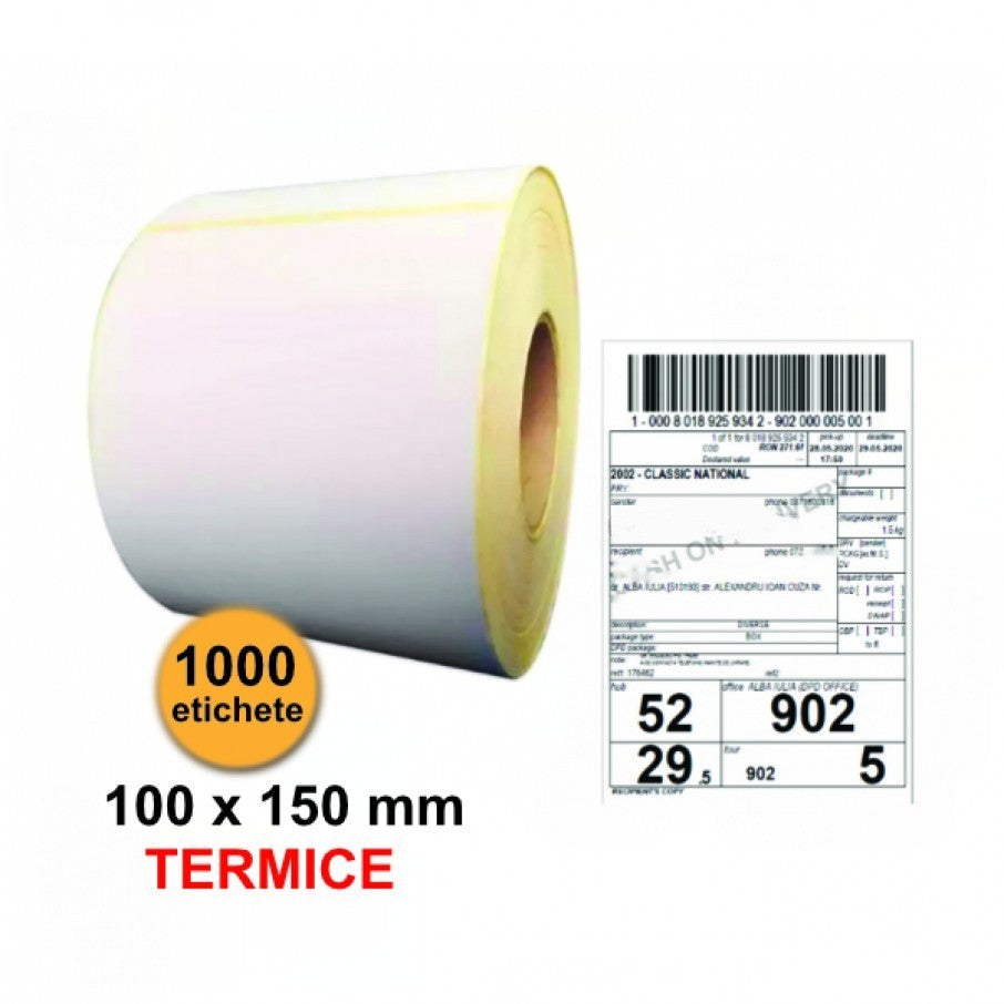 Rola etichete termice pentru awb Vivimall 100x150mm, 1000 et./rola - vivimall.ro