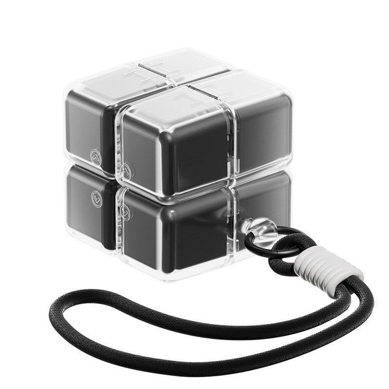 Cutie pentru Medicamente, Flippy, Model Rubik' Cube, cu Curea de Agatare, Dozator Portabil de Medicamente, Dispenser Pastile, estimat pentru 7 zile, 7.3 x 6 x 6 cm, Negru