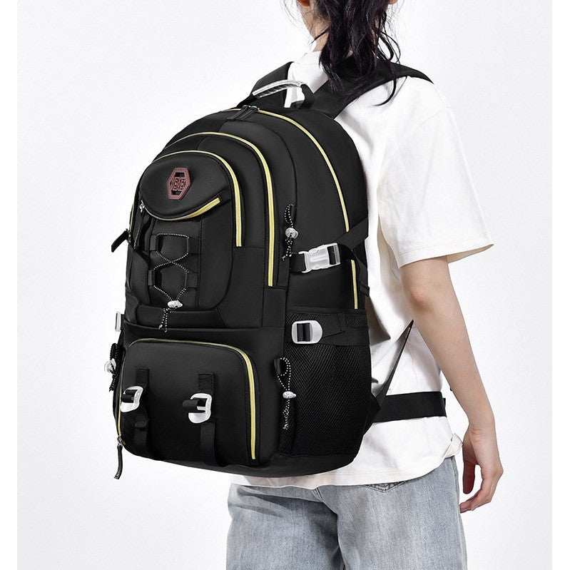 Rucsac Multifunctional pentru Calatorie, Vivimall, pentru Alpinism, Voiaj, Drumetii, din Panza Oxford, 34x16x52 cm, Negru - vivimall.ro