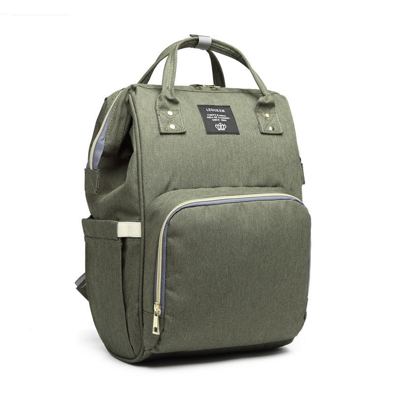Rucsac Multifunctional pentru Mamici, Vivimall, din Panza Oxford, Compartimentare Multipla, Impermeabil, 43 x 18 x 26 cm, Verde Army - vivimall.ro