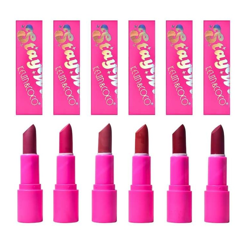 Set 4 Bucati Ruj de Buze, KEVIN & COCO, Stay Wild, Lip Stick, 8 x 2.3 x 2.3 cm - vivimall.ro