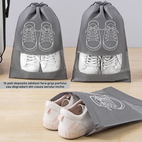Sac Depozitare Incaltaminte, Pentru Voiaj Sau Depozitare, Rezistent La Praf, Compatibil Cu Masina De Spalat, 27 X 36 Cm, Gri Deschis - vivimall.ro
