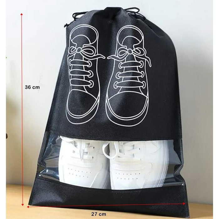 Sac Depozitare Incaltaminte, Pentru Voiaj Sau Depozitare, Rezistent La Praf, Compatibil Cu Masina De Spalat, 27 X 36 Cm, Negru - vivimall.ro