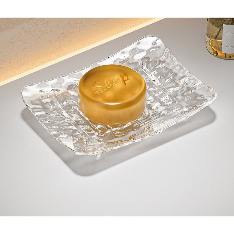 Savoniera din Plastic Vivimall, 11 x 8 cm, cu Scurgere Apa, Design Modern, Transparent - vivimall.ro