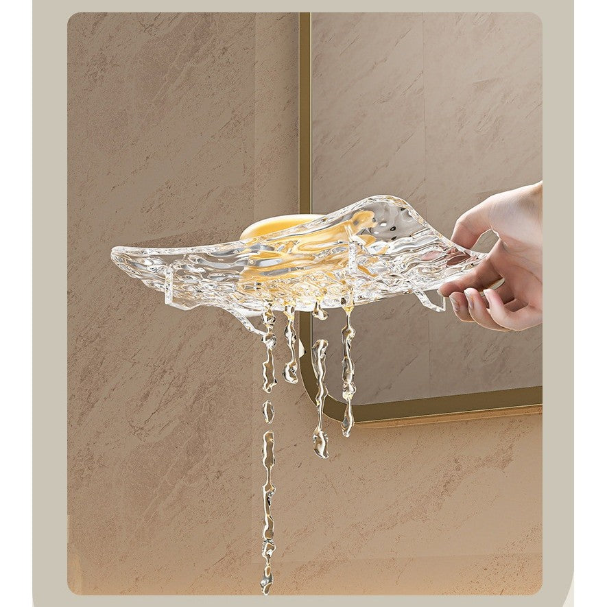 Savoniera din Plastic Vivimall, 15 x 9 cm, cu Scurgere Apa, Design Modern, Transparent - vivimall.ro