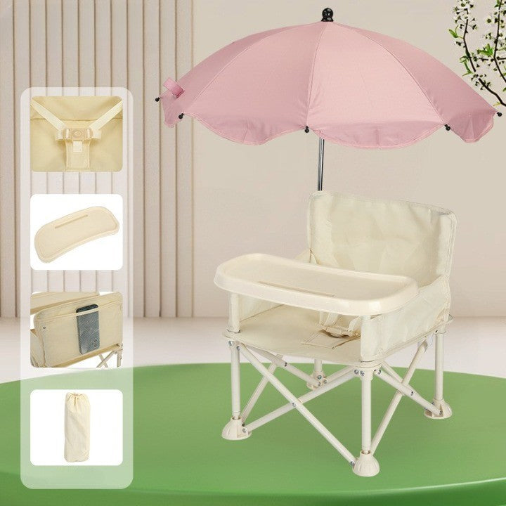 Scaun bebeluși tip Pop and Fold pliat compact, pregătit pentru transport și depozitare