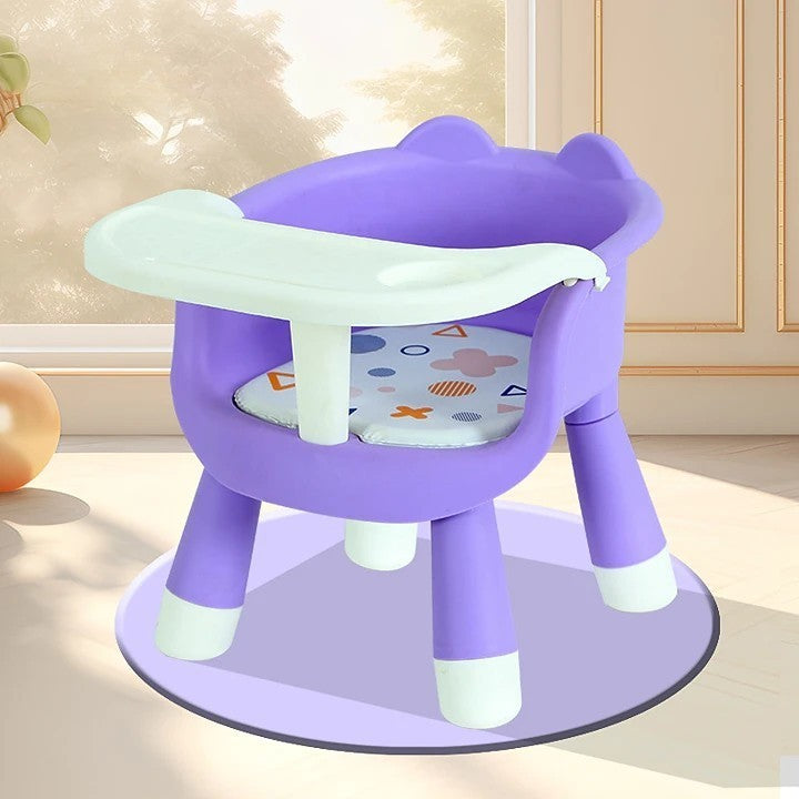 Scaun de Masa pentru Copii, Vivimall, 2 in 1, Tavita Detasabila, Spatar Ergonomic, +6 Luni, Inaltime 36 cm, Mov - vivimall.ro