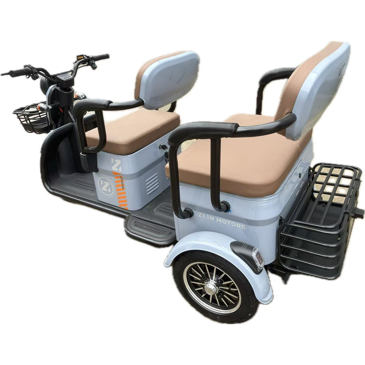 Triciclu Electric V6, Saige, Fara Permis, cu Doua Locuri, Motor 1800W, Baterie 72V24Ah, Autonomie 60km, 220x88x105 cm, Viteza Maxima 25km/h, Gri OldStyle - vivimall.ro