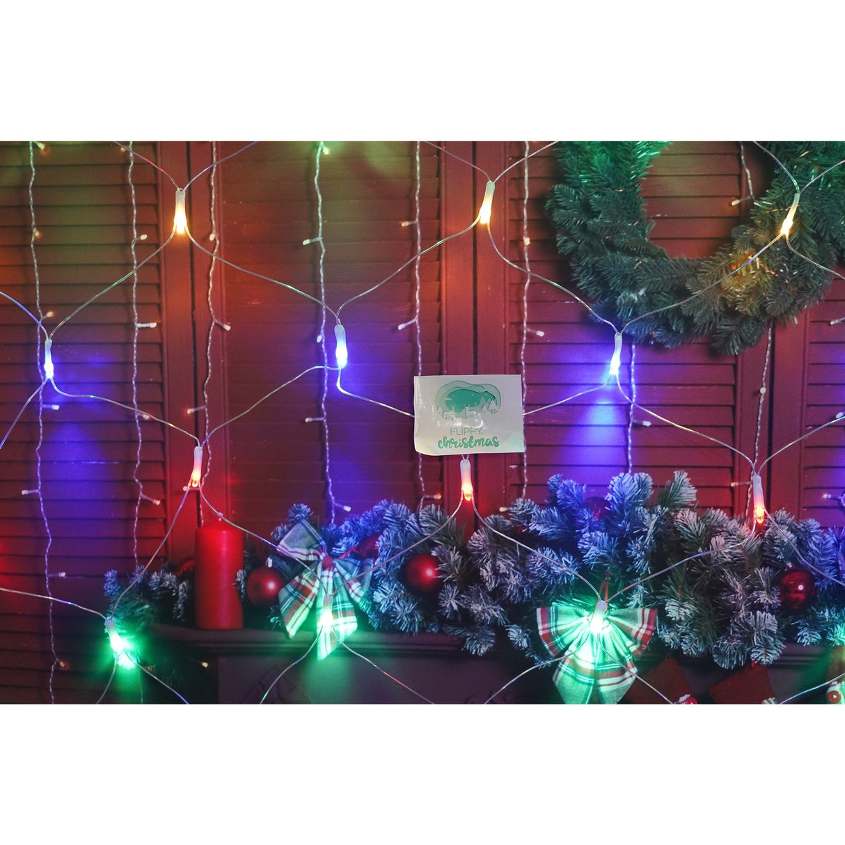 Sectiune Instalatie de Craciun Flippy, Tip Plasa, 80 LED-uri, 2 m x 1 m, 8 jocuri de lumini, Interconectabila, Fir transparent, Multicolor - vivimall.ro