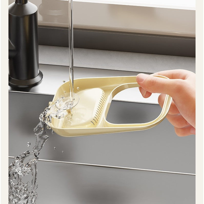 Cos de Scurgere pentru Chiuveta, Flippy, din ABS, cu Maner si Ventuza, Multifunctional, 22 x 13 x 8.5 cm, Crem - vivimall.ro