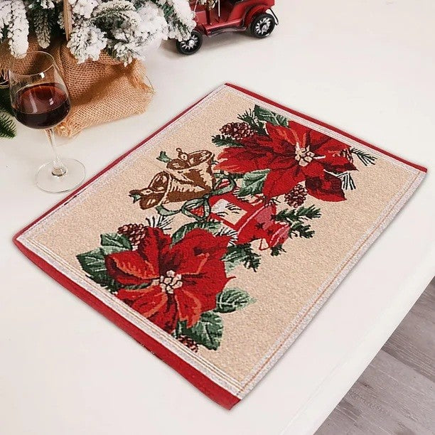 Servet pentru Masa, Vivimall, Model Craciunite, Tematica Craciun, 43 x 34 cm, Rosu - vivimall.ro