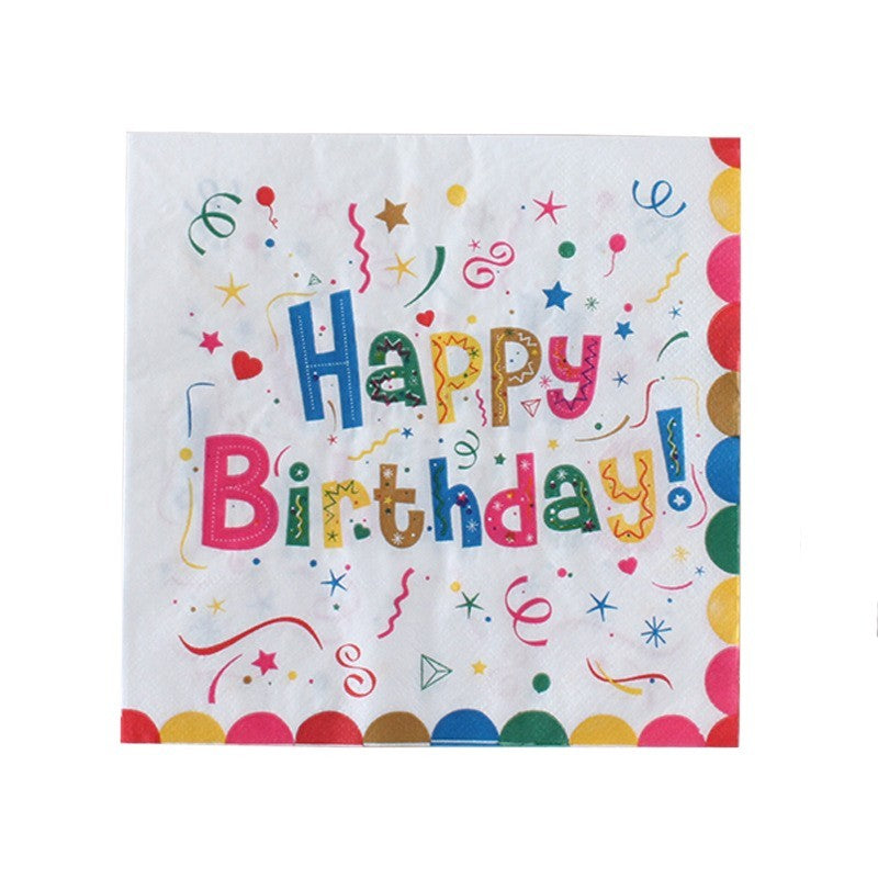 Servetele de Masa pentru Zile de Nastere, Vivimall, Servetele de masa Tematice Happy Birthday, Set 20 buc, Unisex, din Hartie, 33 x 33 cm, Alb Multicolor - vivimall.ro