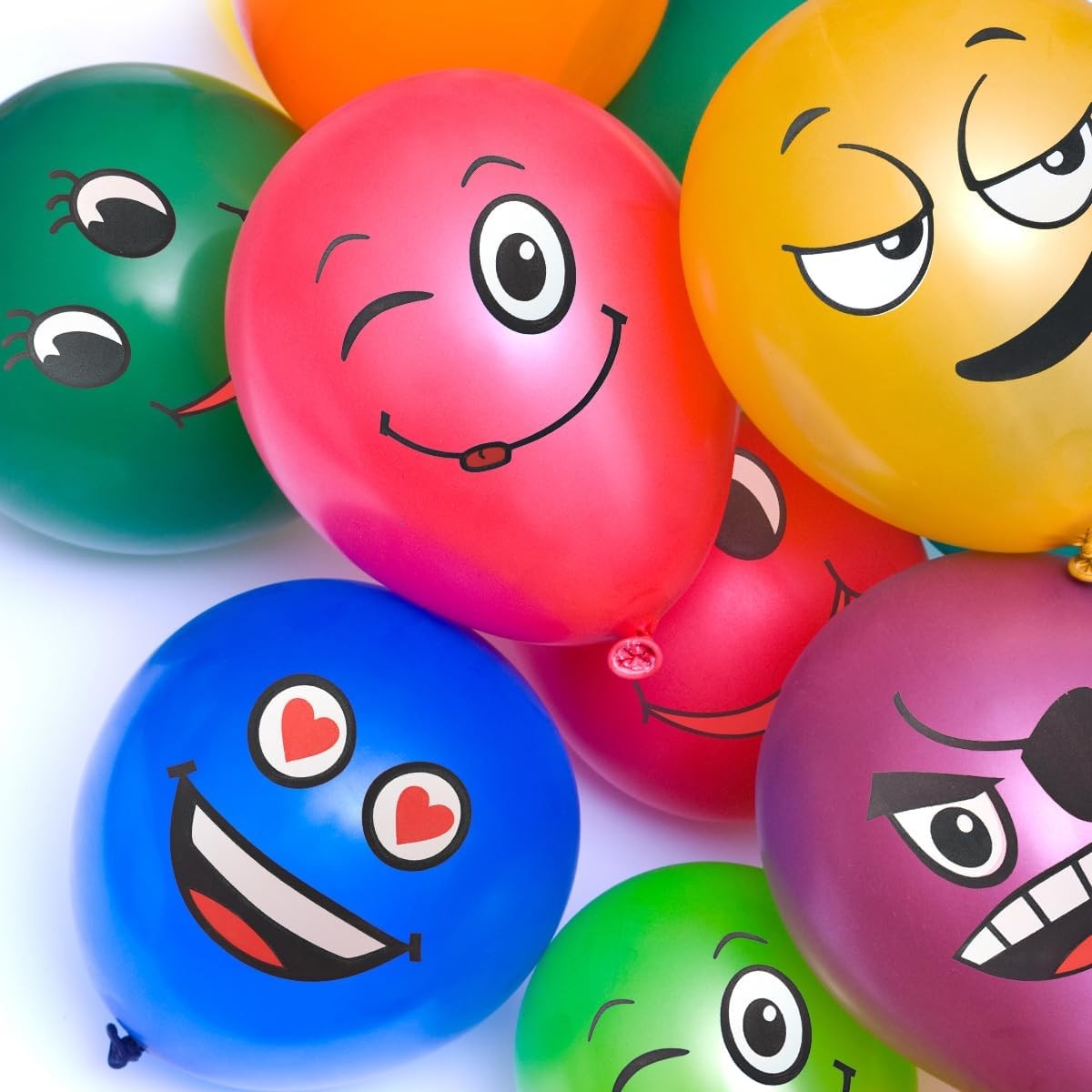 Set 10 Baloane, Vivimall, Model Emoji, din Latex, 25 cm, Multicolor - vivimall.ro