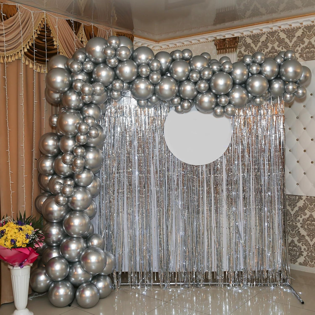 Set 10 Baloane din Latex Chrome, Vivimall, Model Party, 13 cm, Silver, 1 g - vivimall.ro