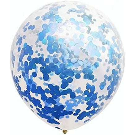 Set 10 Baloane din Latex, Vivimall, Model Party Confetti, 5 x Confetti, 5 x Albastru, 25 cm, 2.2g - vivimall.ro