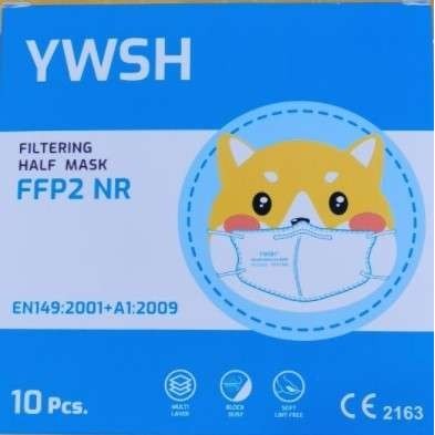 Set 10 bucati Masca de protectie faciala pentru copii, Flippy®️, de unica folosinta, FFP2 CE 2163, 5 straturi, nesterila, ambalaj individual, Copii, Alb - vivimall.ro