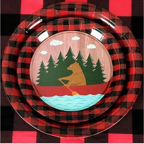 Set 10 Farfurii Unica Folosinta, Vivimall, 18 cm, Model Urs, Multicolor - vivimall.ro