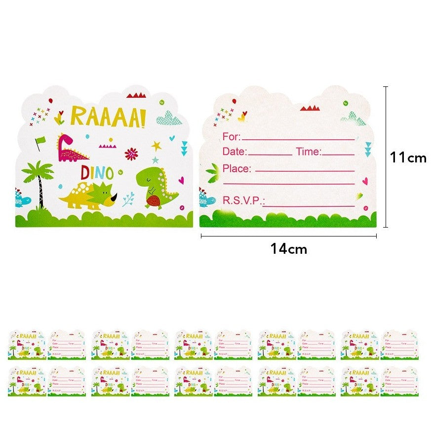 Set 10 Invitatii pentru Petrecere, Vivimall, Colectia Dino Park, 11 x 14 cm, din Carton, Multicolor - vivimall.ro