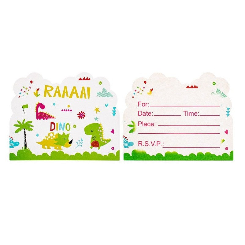 Set 10 Invitatii pentru Petrecere, Vivimall, Colectia Dino Park, 11 x 14 cm, din Carton, Multicolor - vivimall.ro