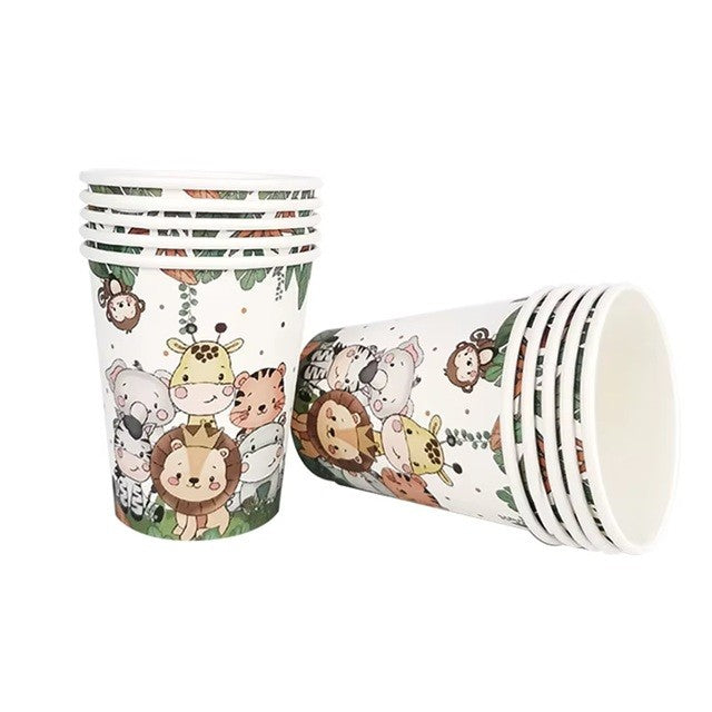 Set 10 Pahare, Vivimall, Imprimeu Jungle, din Carton, 7 x 8.5 cm, Verde - vivimall.ro