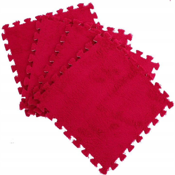 Set 10 Piese Covor tip Puzzle, Vivimall, Spuma EVA, Pufos, 30 x 30 x 1 cm, Rosu - vivimall.ro