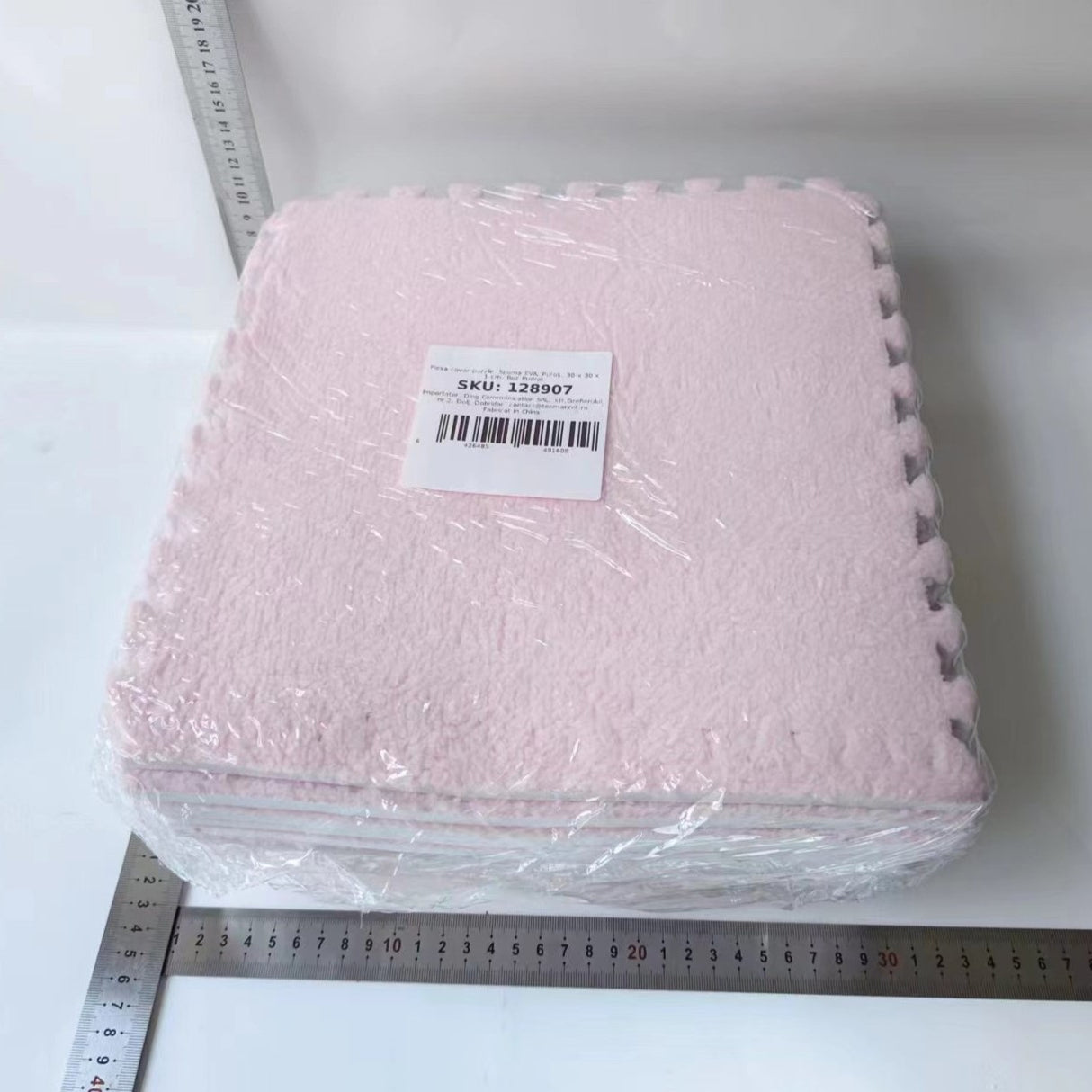 Set 10 Piese Covor tip Puzzle, Vivimall, Spuma EVA, Pufos, 30 x 30 x 1 cm, Roz Pudrat - vivimall.ro