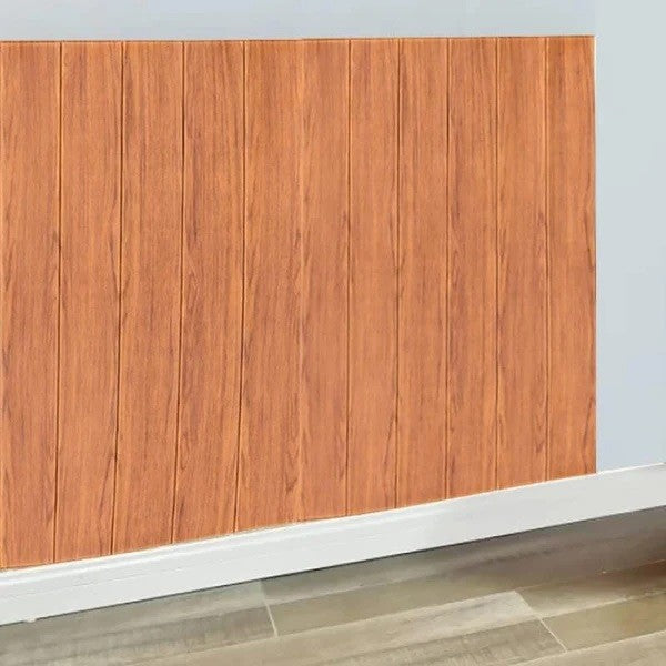 Plăci decorative 3D montate pe perete interior, efect lemn natural, nuanță maro roșcat