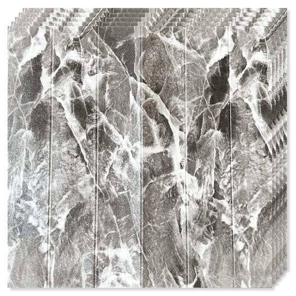 Placă decorativă 3D gri marmorat cu textură imitație lemn, detaliu suprafață și grosime 3 mm