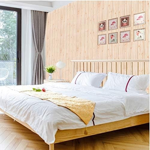 Plăci tapet 3D montate pe perete interior, model lemn, nuanță crem deschis, aspect finisaj complet