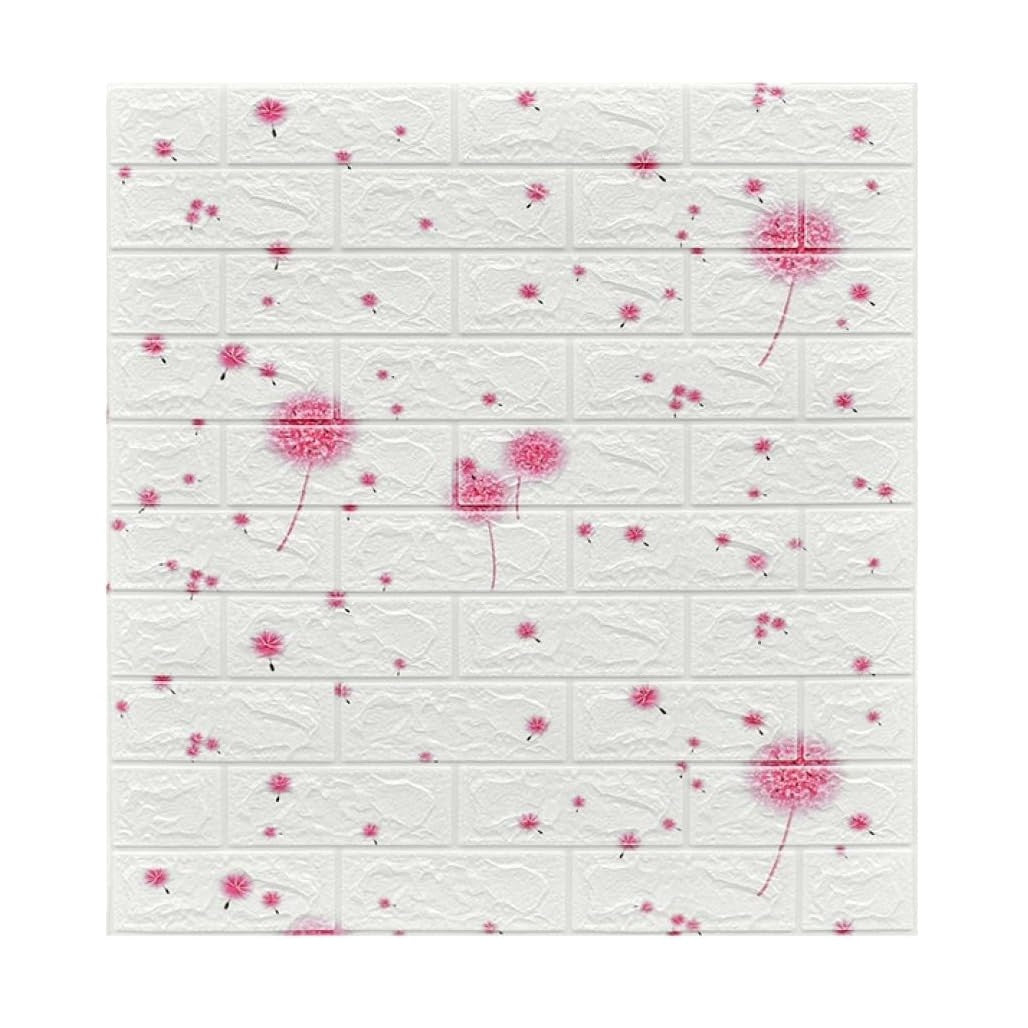 Set 10 Placi Tapet 3D, Vivimall, 70 x 77 cm, Grosime 3 mm, din Polietilena, Tip Caramida, Model Papadie Roz, Suprafata acoperita 5.3 mp, Alb - vivimall.ro