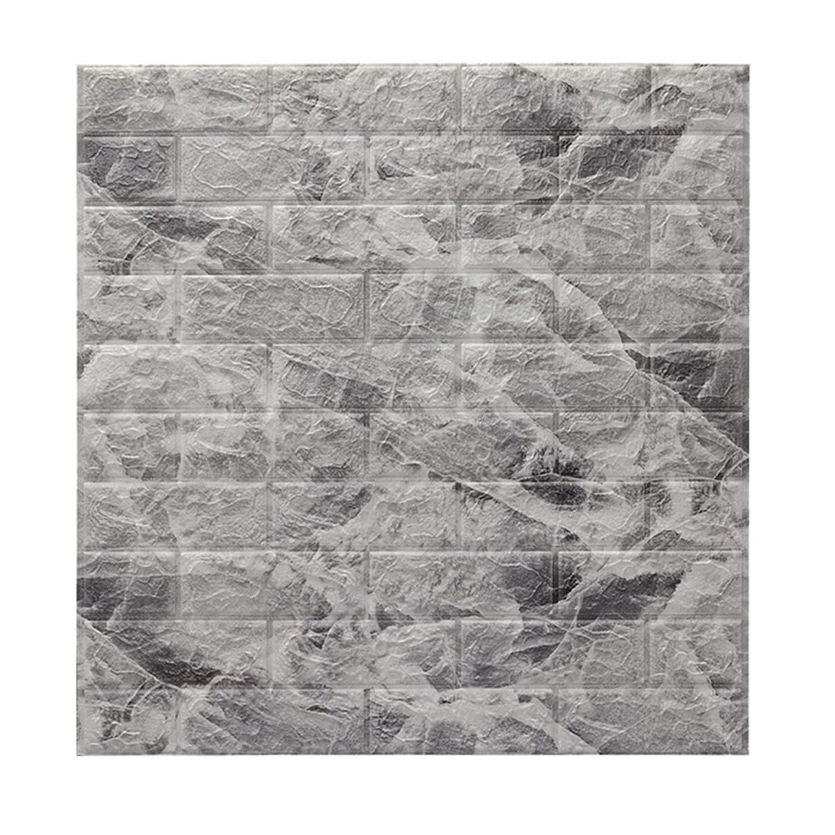 Set 10 Placi Tapet 3D, Vivimall, 70 x 77 cm, Grosime 3 mm, din Polietilena, Model Caramida, Suprafata acoperita 5.3 mp, Marmura Gri - vivimall.ro