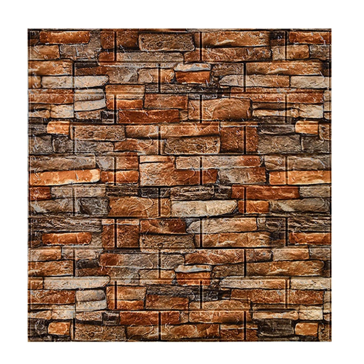 Set 10 Placi Tapet 3D, Vivimall, 70 x 77 cm, Grosime 3 mm, din Polietilena, Model Caramida, Suprafata acoperita 5.3 mp, Piatra Rosie - vivimall.ro