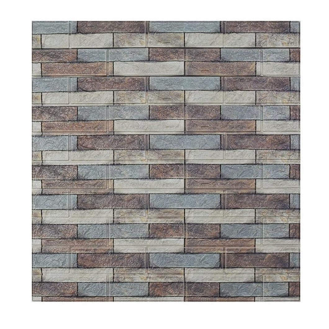 Set 10 Placi Tapet 3D, Vivimall, 70 x 77 cm, Grosime 3 mm, din Polietilena, Model Caramida, Suprafata acoperita 5.3 mp, Piatra Colorata - vivimall.ro