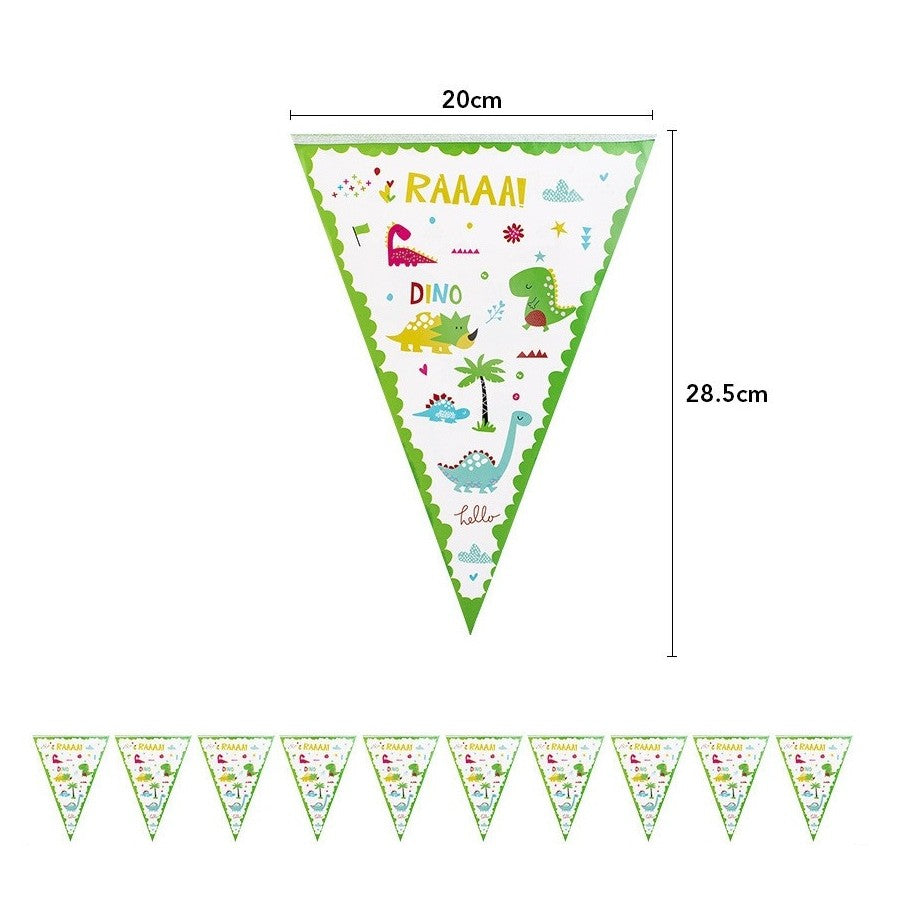 Set 10 Stegulete Tip Banner, Vivimall, Colectia Dino Park, 28.5 x 20 cm, din Hartie Cretata, Multicolor - vivimall.ro