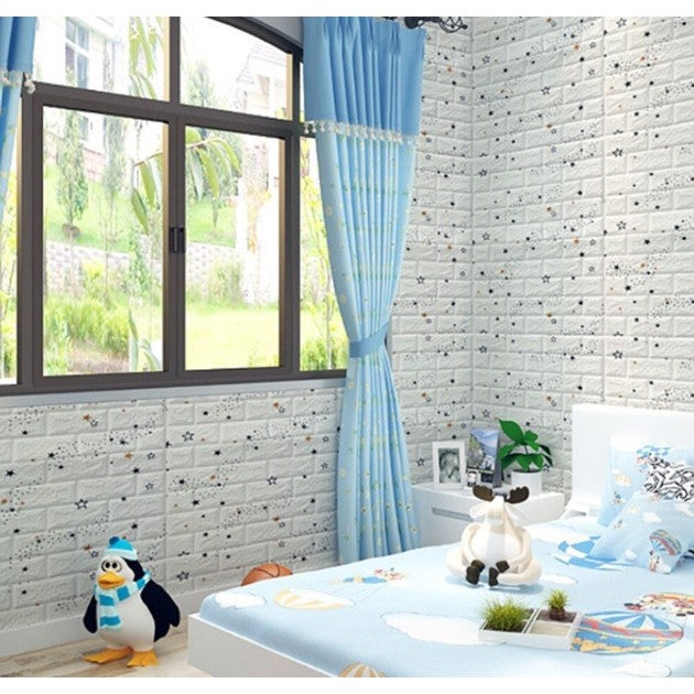 Set 10 Placi de Tapet, Vivimall, Autoadezive, 70 x 77 cm, Suprafata Acoperita 5.3 mp, din PVC, Model Stelute Curcubeu, Alb - vivimall.ro