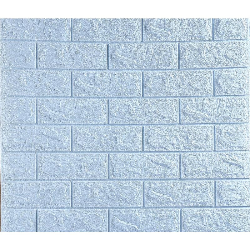 Set 10 Placi de Tapet, Vivimall, Autoadezive, 70 x 77 cm, 3.5 mm Grosime, Suprafata Acoperita 5.3 mp, din PVC, Model Caramida, Albastru Deschis - vivimall.ro