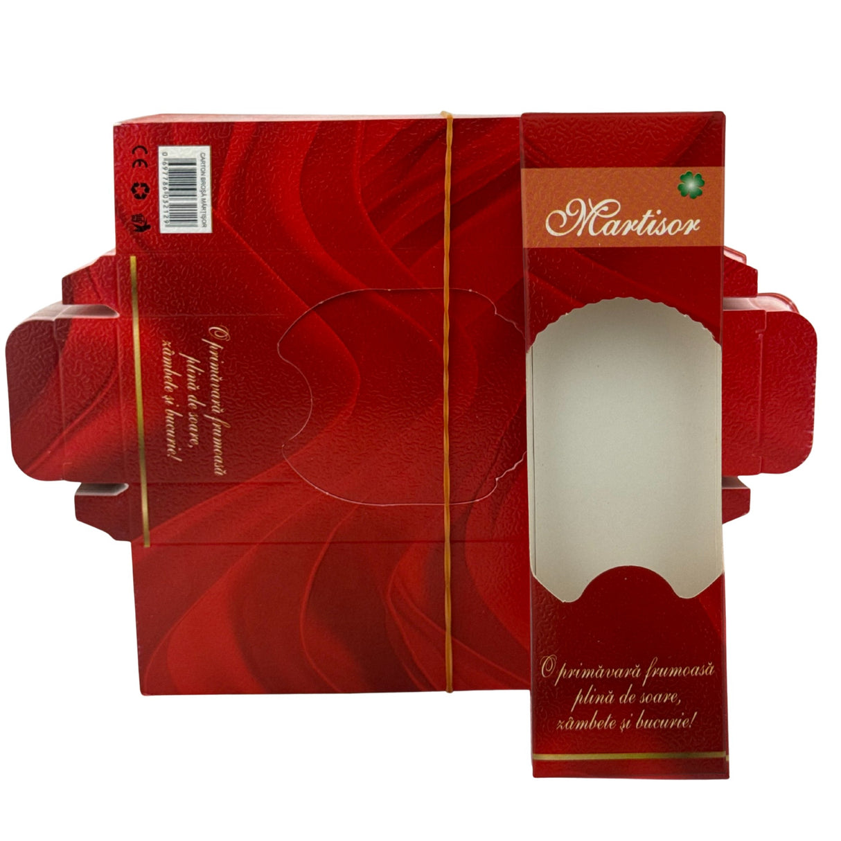 Set 100 Bucati Ambalaje de Carton pentru Martisoare, Vivimall, Cutii Brosa, Model Primavara, Rosu - vivimall.ro