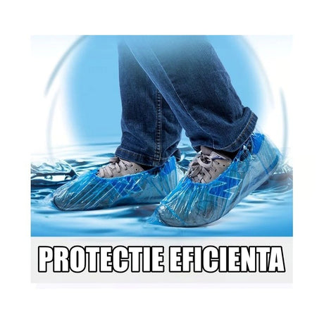 Set 100 Huse De Pantofi Impermeabile De Unica Folosinta, Universale, Albastre, Pentru Zile Ploioase - vivimall.ro