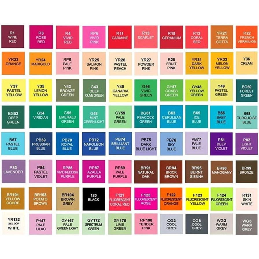 Set 100 Markere Duble, Vivimall, pe Baza de Alcool, Geanta Impermeabila Inclusa, Culori Numerotate, 17 x 17.5 x 13.7 cm, Multicolor - vivimall.ro