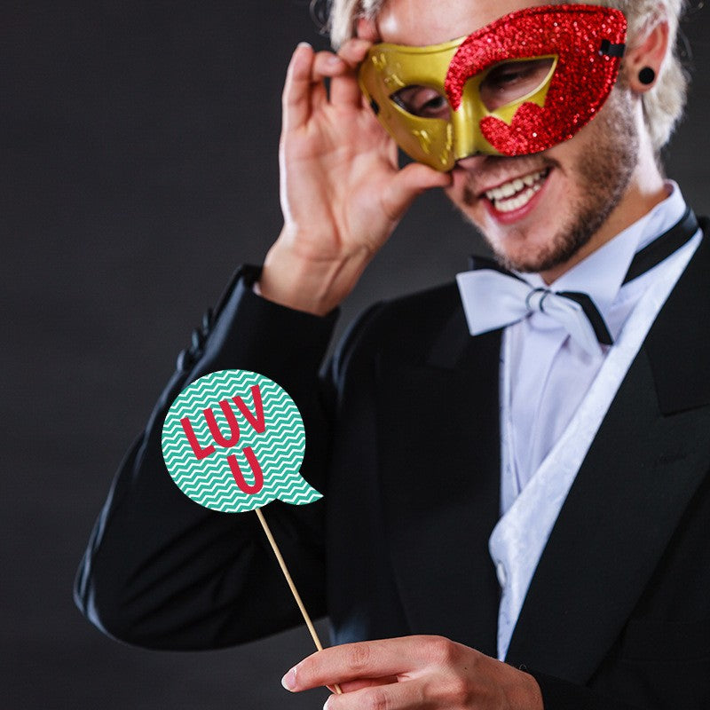 Set 12 Accesorii pentru Petrecere, Vivimall, Props pentru Photo Corner, Tematica Iubire, Multicolor - vivimall.ro