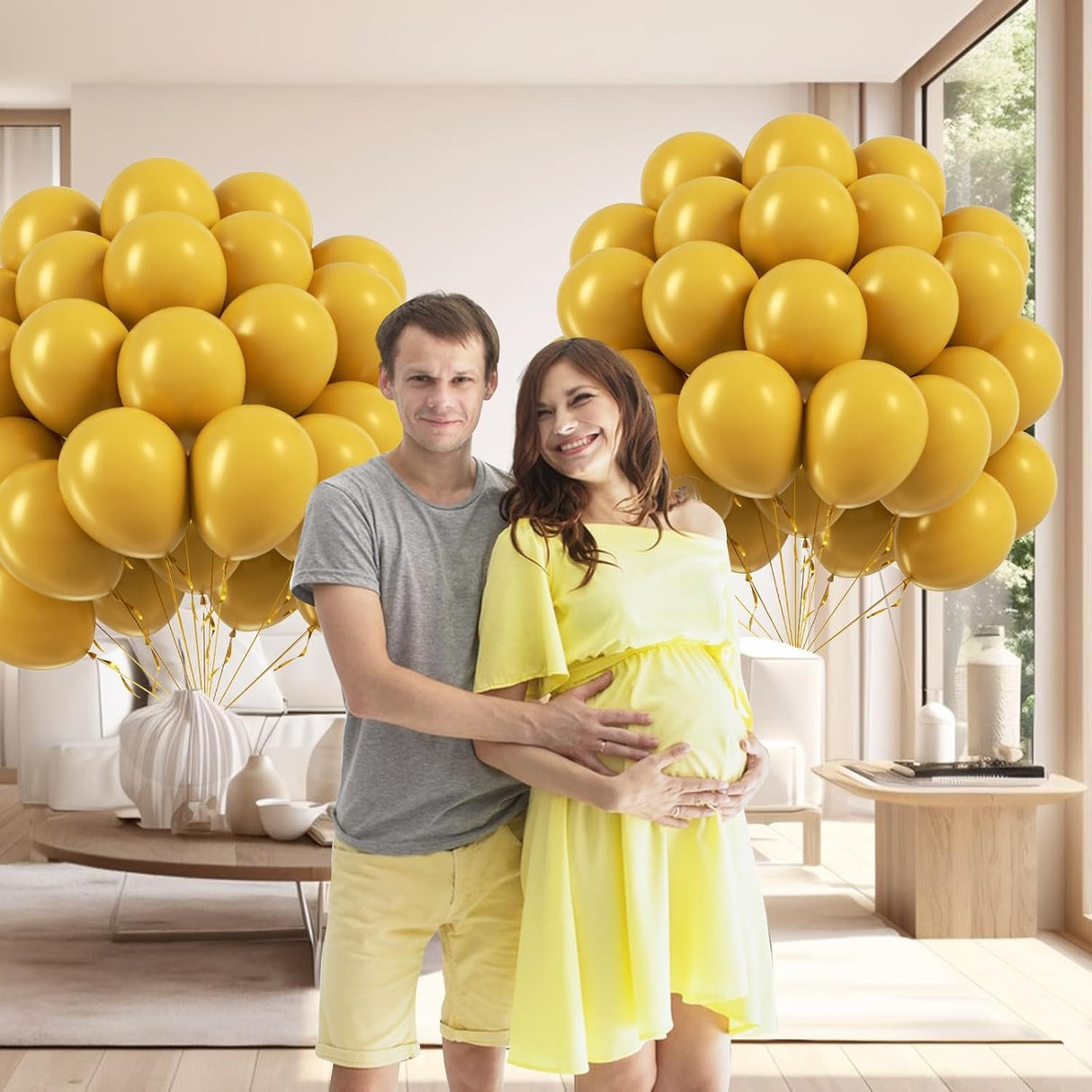 Set 12 Baloane, Flippy, din Latex Standard, 30 cm, Galben Mustar - vivimall.ro