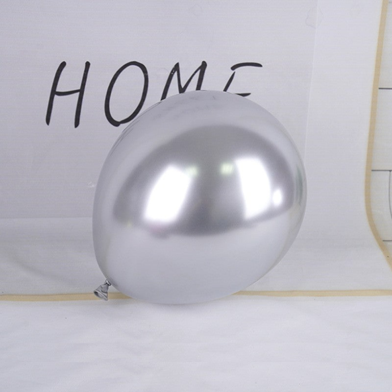 Set 12 Baloane, Flippy, din Latex Chrome, 13 cm, Argintiu - vivimall.ro