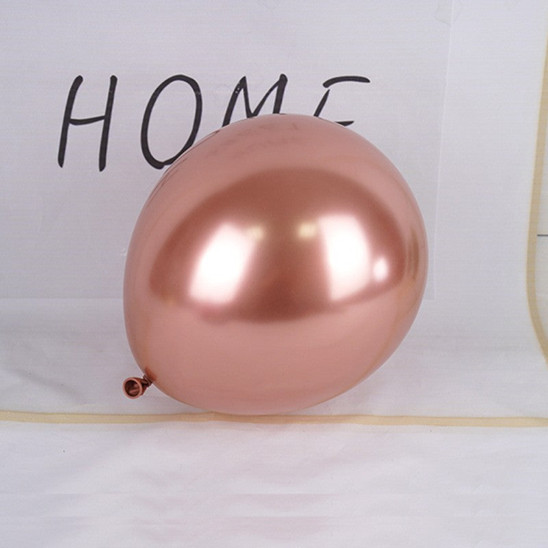 Set 12 Baloane, Flippy, din Latex Chrome, 25 cm, Roz-Auriu - vivimall.ro