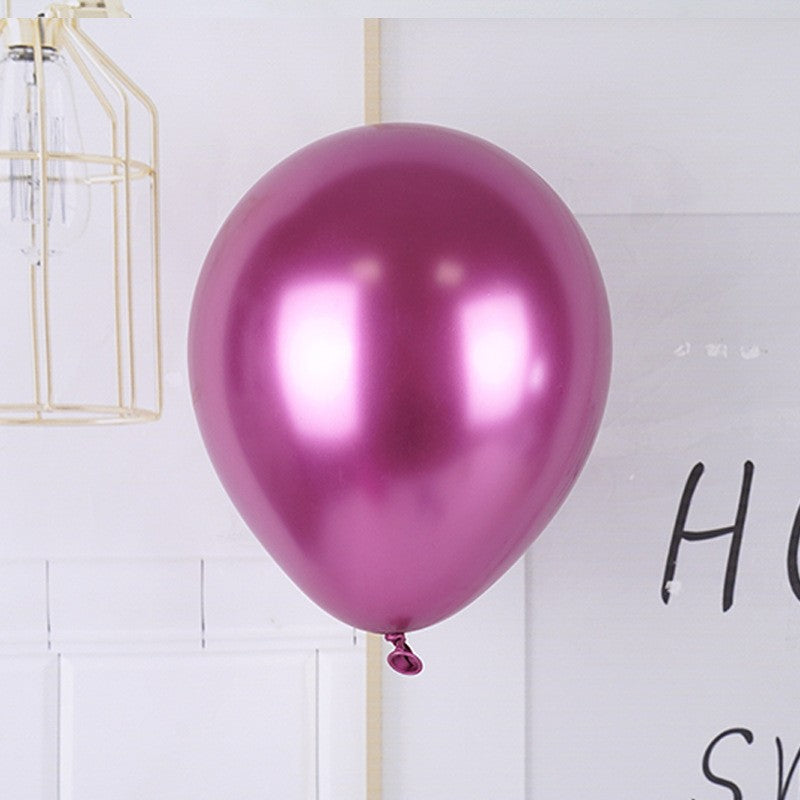 Set 12 Baloane, Flippy, din Latex Chrome, 30 cm, Fucsia - vivimall.ro