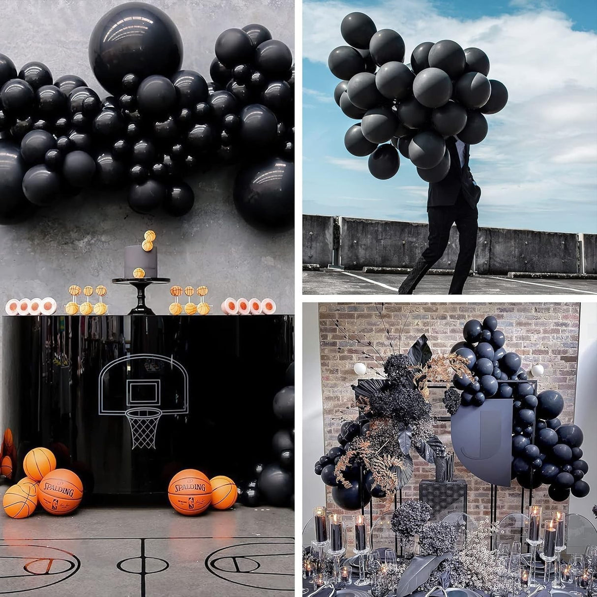 Set 12 Baloane, Flippy, din Latex Standard, 25 cm, Negru - vivimall.ro