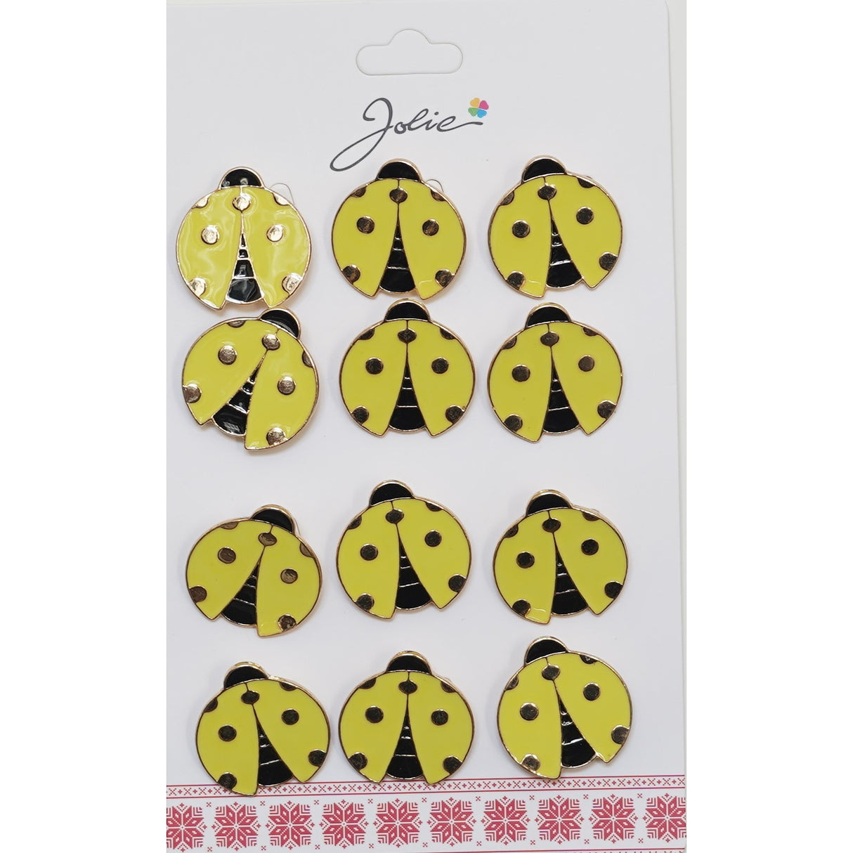 Set 12 Brose Martisor pentru Copii Buburuza cu Puncte Aurii - vivimall.ro