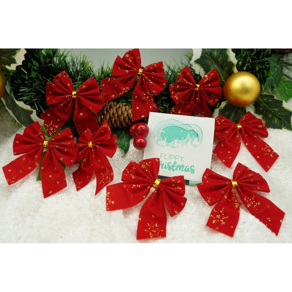 Set 12 fundite pentru brad, Rosii, 6 x 8 cm, din poliester, Vivimall - vivimall.ro