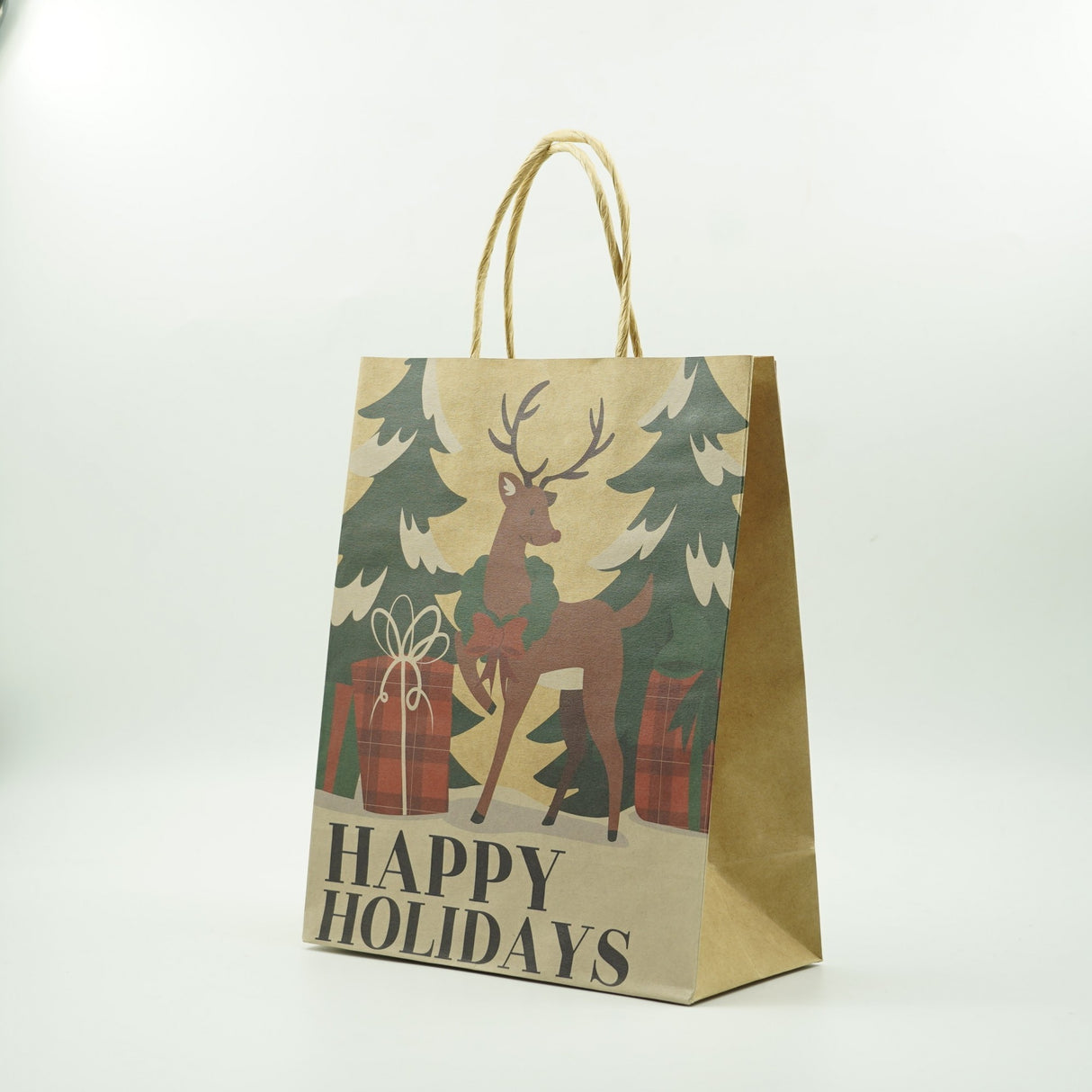 Set 12 Pungi Cadou, Vivimall, Imprimeu Tematica Craciun, Model Random, din Hartie, Impachetare Usoara a Cadourilor, 18.5x22.5x8.5 cm, Multicolor - vivimall.ro