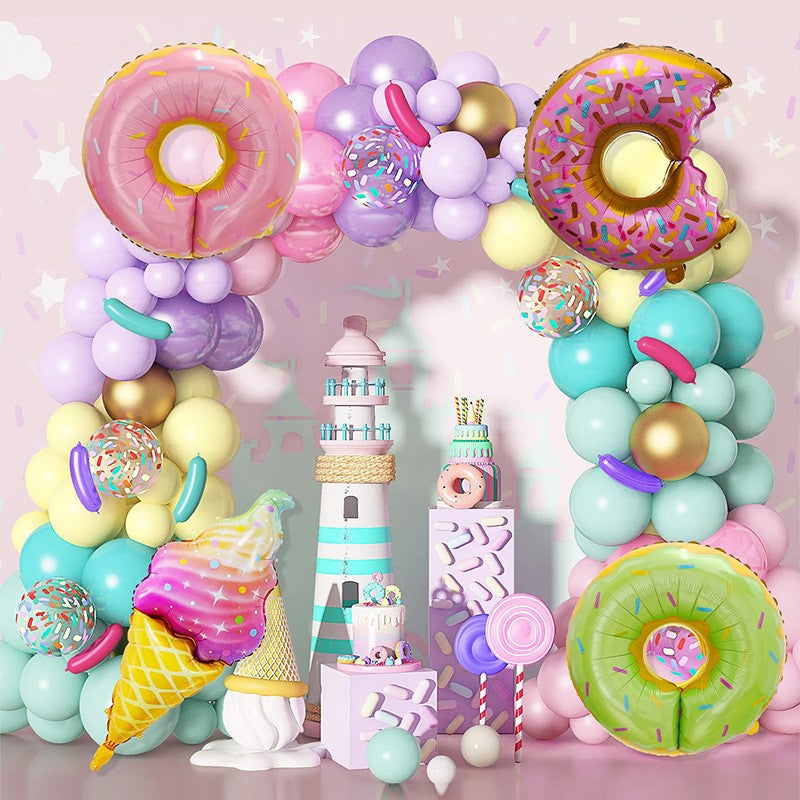 Set 124 Baloane, Vivimall, din Latex si Folie de Aluminiu, Model Candy, Diferite Marimi, Multicolor - vivimall.ro