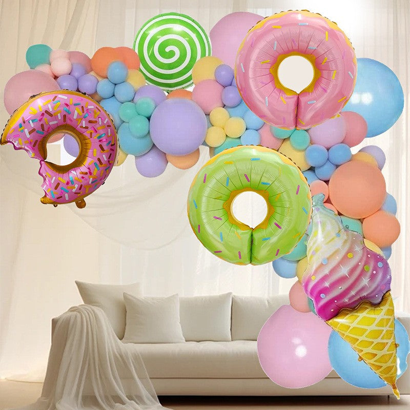 Set 124 Baloane, Vivimall, din Latex si Folie de Aluminiu, Model Candy, Diferite Marimi, Multicolor - vivimall.ro